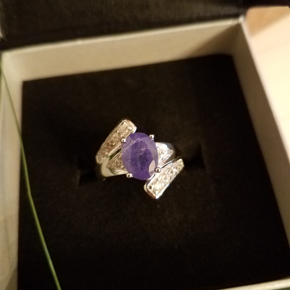 Natural 1ct Tanzanite, Zircon, and Sterling Ring - Picture 3 of 4